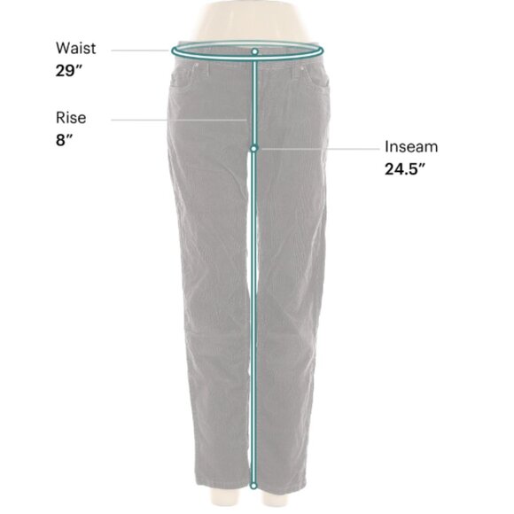 Land's End Grey Cords Women's Size 4 Low-Rise - Picture 3 of 6